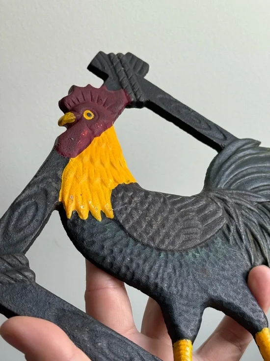 Vintage Rooster Iron Painted 8.5x8.5" Trivet Kitchen Farmhouse Decor Cottagecore - Picture 3 of 12